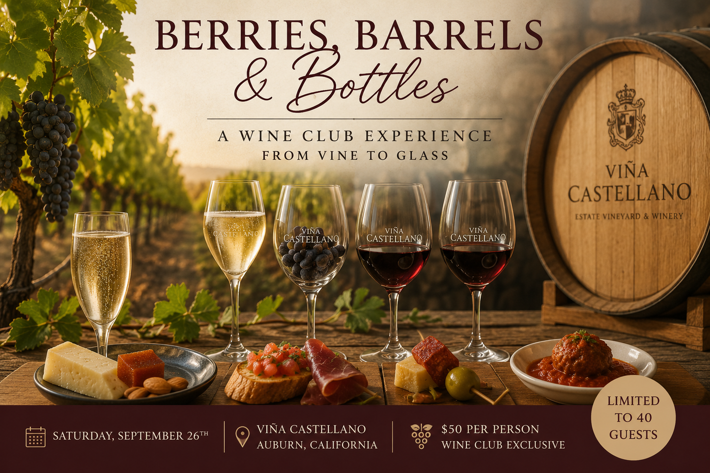 Berries, Barrels & Bottles 🍇 Saturday, September 26th | 6:30–8:30 PM